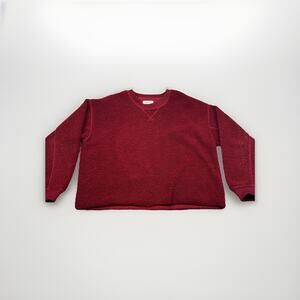 American Eagle Maroon Sherpa Fleece Crewneck Sweatshirt Size S Soft Cozy